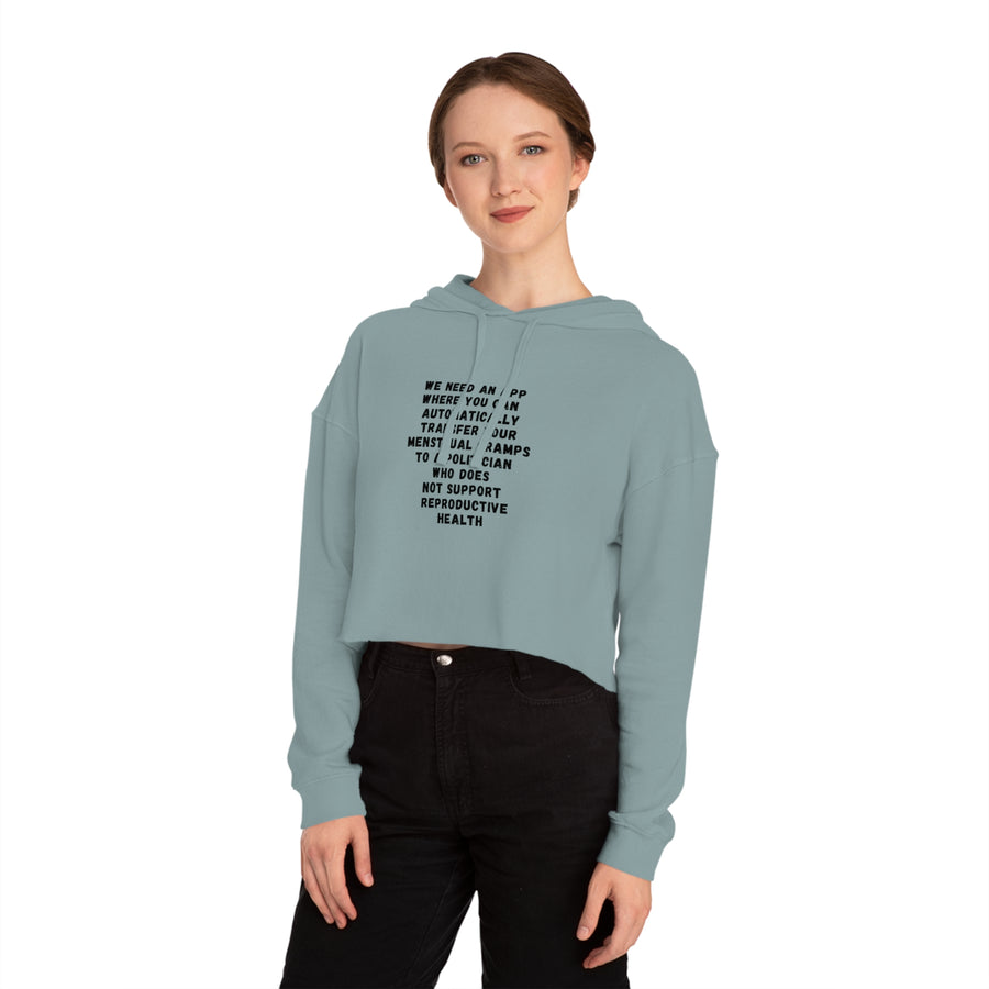 Transfer Menstrual Cramps - Women’s Cropped Hooded Sweatshirt