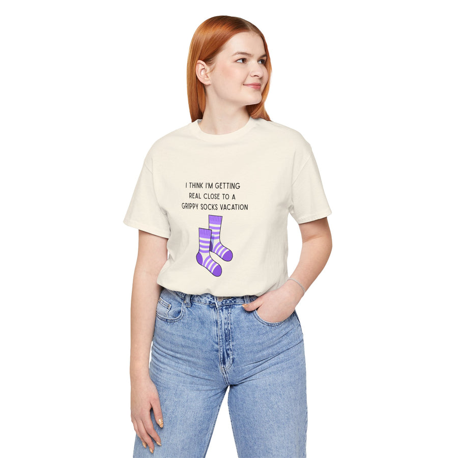 Graphic Tee - "Grippy Socks Vacation" Mental Health Awareness T-Shirt