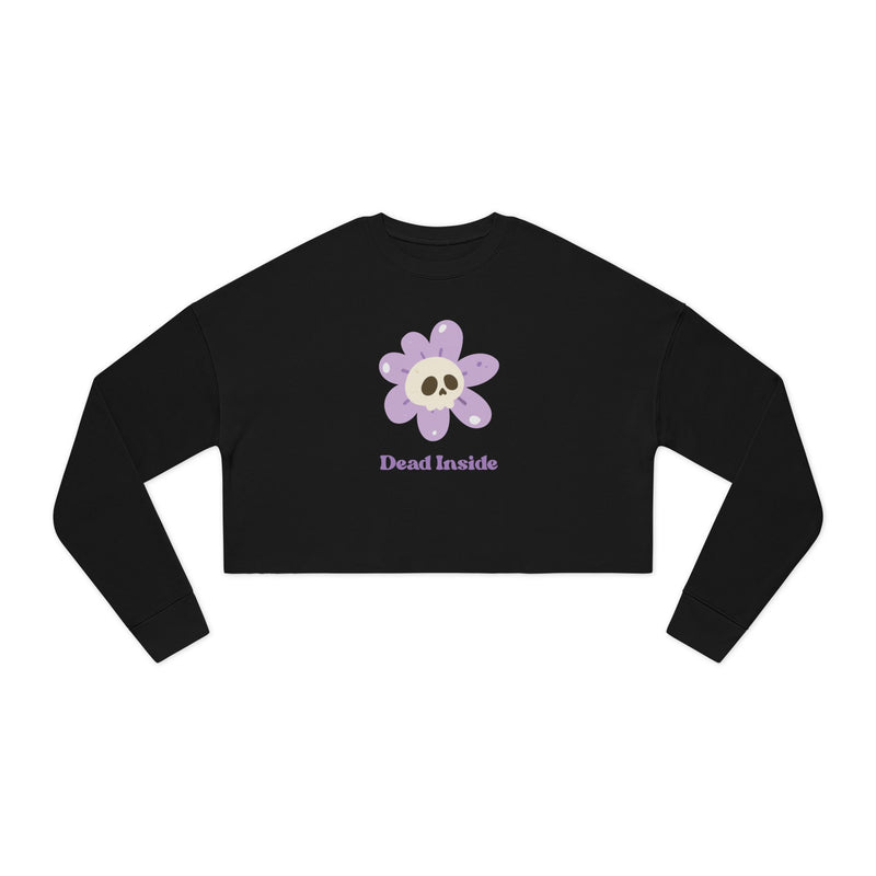 Cropped Sweatshirt — 'Dead Inside' Flower Skull Graphic Crop Top