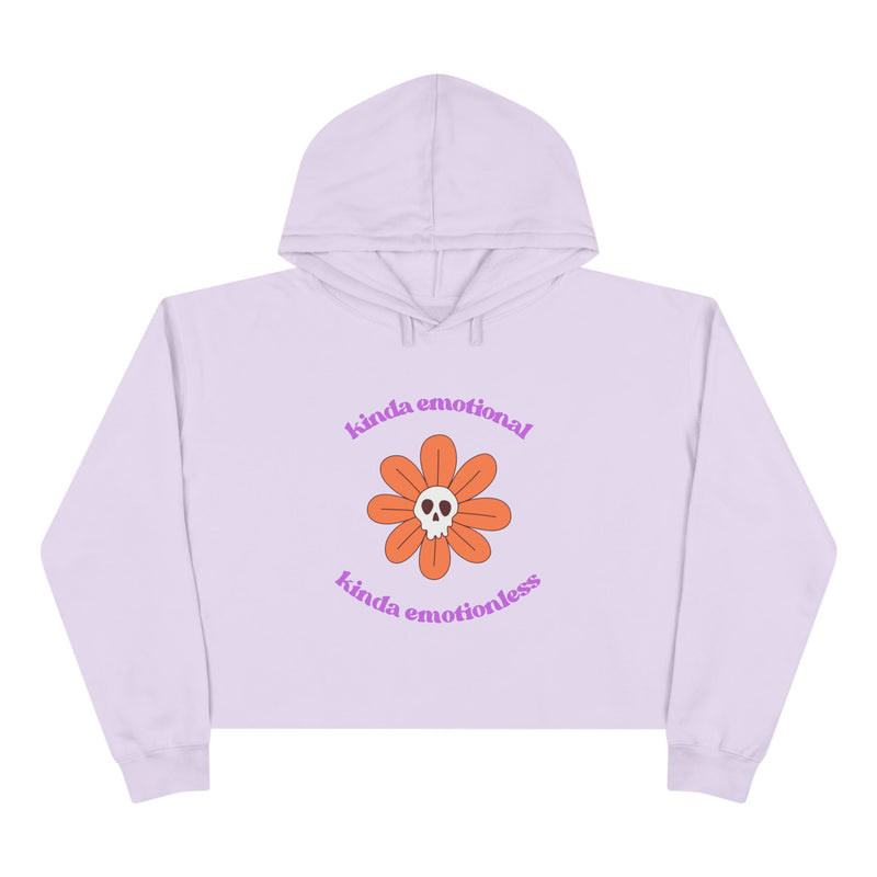 Crop Hoodie - "Kinda Emotional Kinda Emotionless" Flower Skull Hooded Sweatshirt