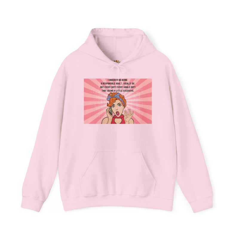 Retro Pop Art Hooded Sweatshirt — "Responsible Adult..." Graphic Hoodie