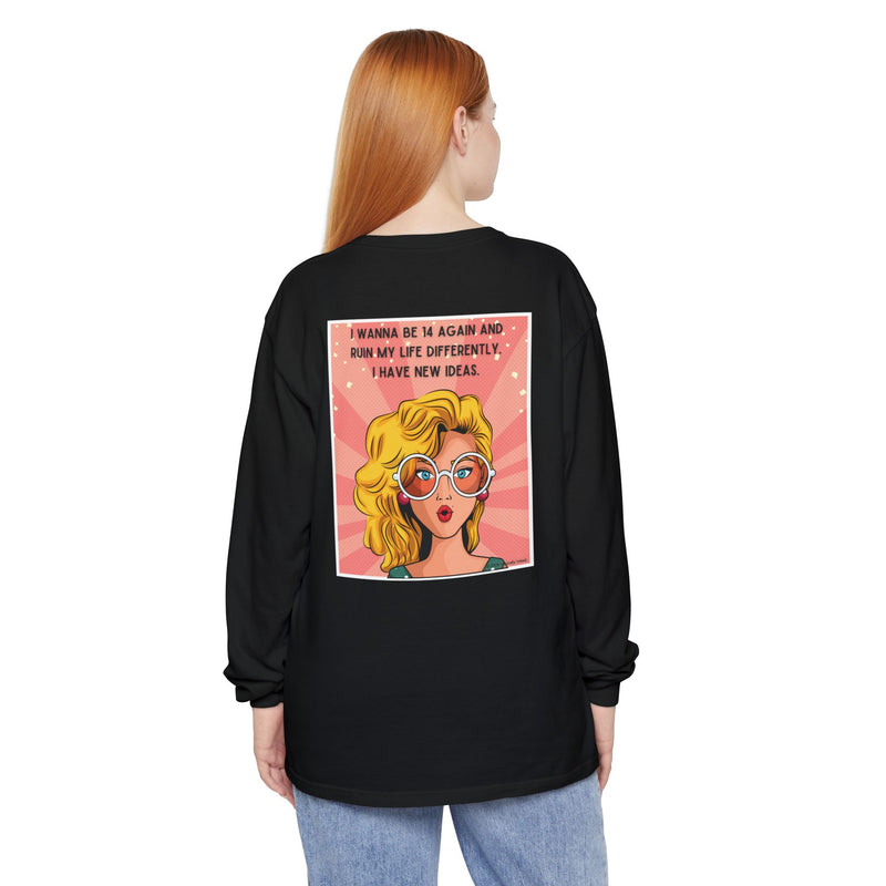 Pop Art Comic Long Sleeve Tee — "I Wanna Be in My Own Movie" Graphic Oversize T-Shirt