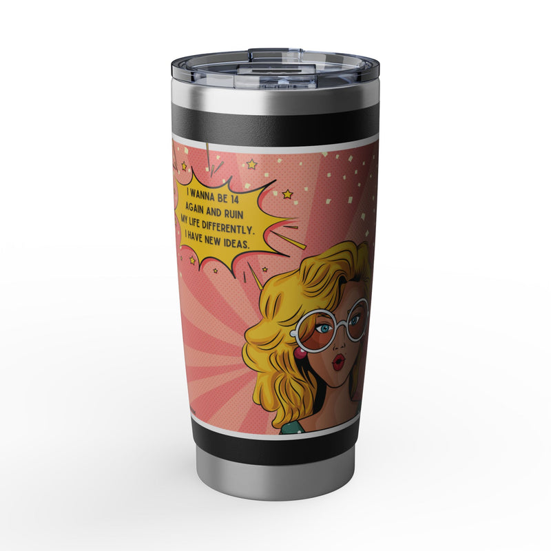 Retro Pop Art Vagabond Travel Tumbler — '14 Again'