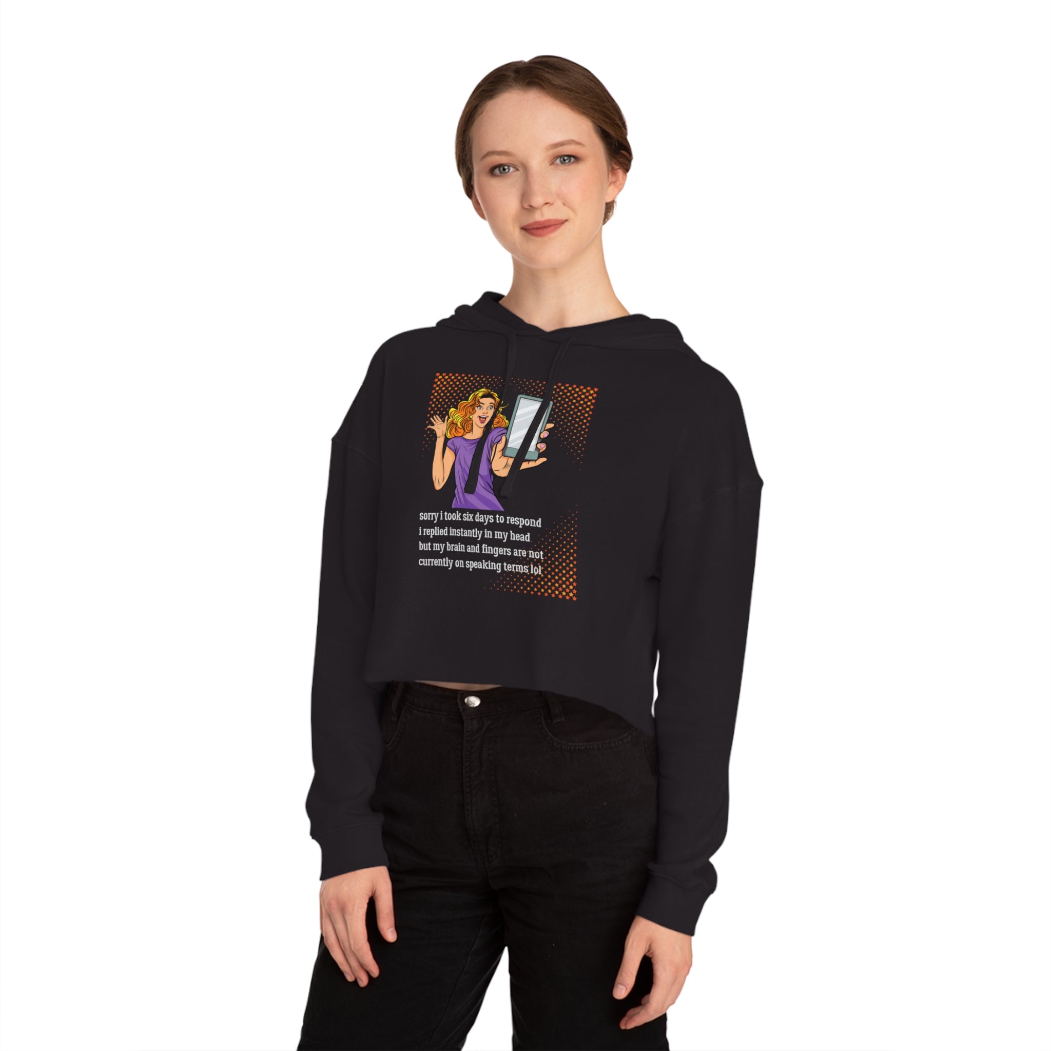 Message Delay  - Women’s Cropped Hooded Sweatshirt