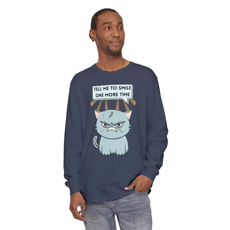 Grumpy Cat "Tell Me To Smile One More Time" Long Sleeve Tee