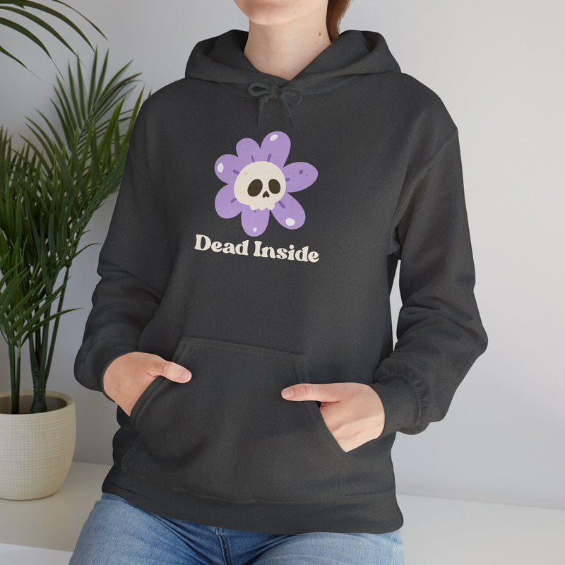 Graphic Floral Skull Hoodie "Dead Inside" - Unisex Heavy Blend™ Hooded Sweatshirt