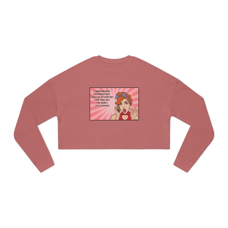 Cropped Sweatshirt — Retro Pop Art 'Responsible Adult' Women's Crop Top