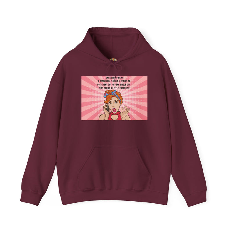Retro Pop Art Hooded Sweatshirt — "Responsible Adult..." Graphic Hoodie