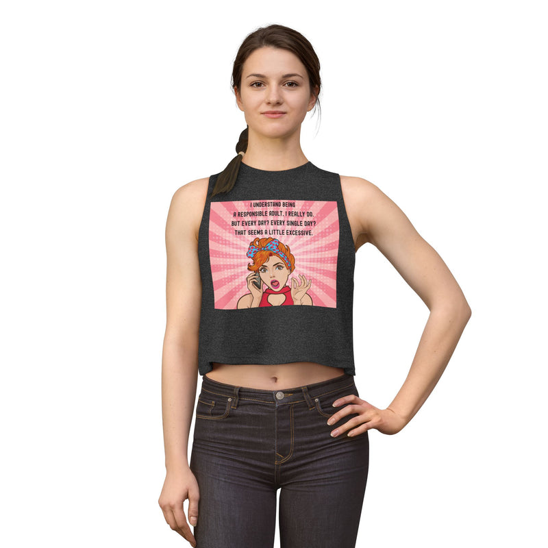 Crop Top - Retro Pop Art "I Understand Being A Responsible Adult..." Graphic Tank