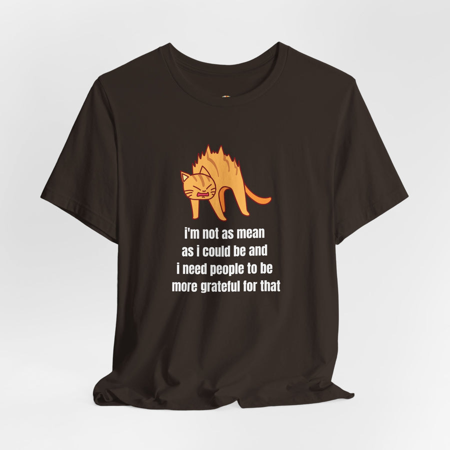 Sassy Cat T-Shirt — "I’m not as mean as I could be and I need people to be more grateful for that" Graphic Tee