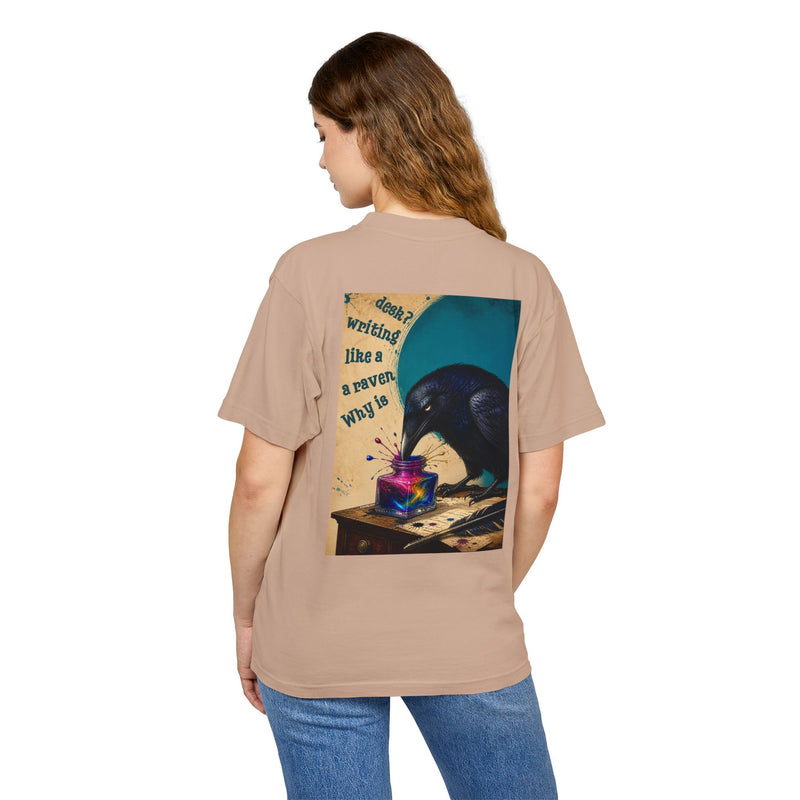 Wonderland Lane Seven Garment Dyed Urban Heavy Graphic Tee – “Why is a Raven Like a Writing Desk"