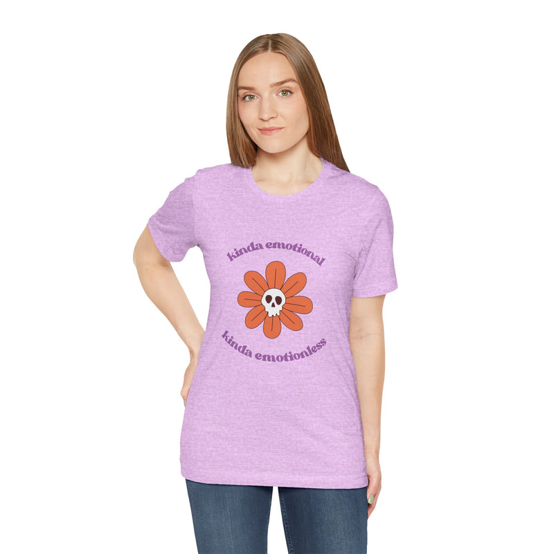 Graphic Tee - Kinda Emotionless Kinda Emotional Floral Skull Mental Health Awareness T-Shirt