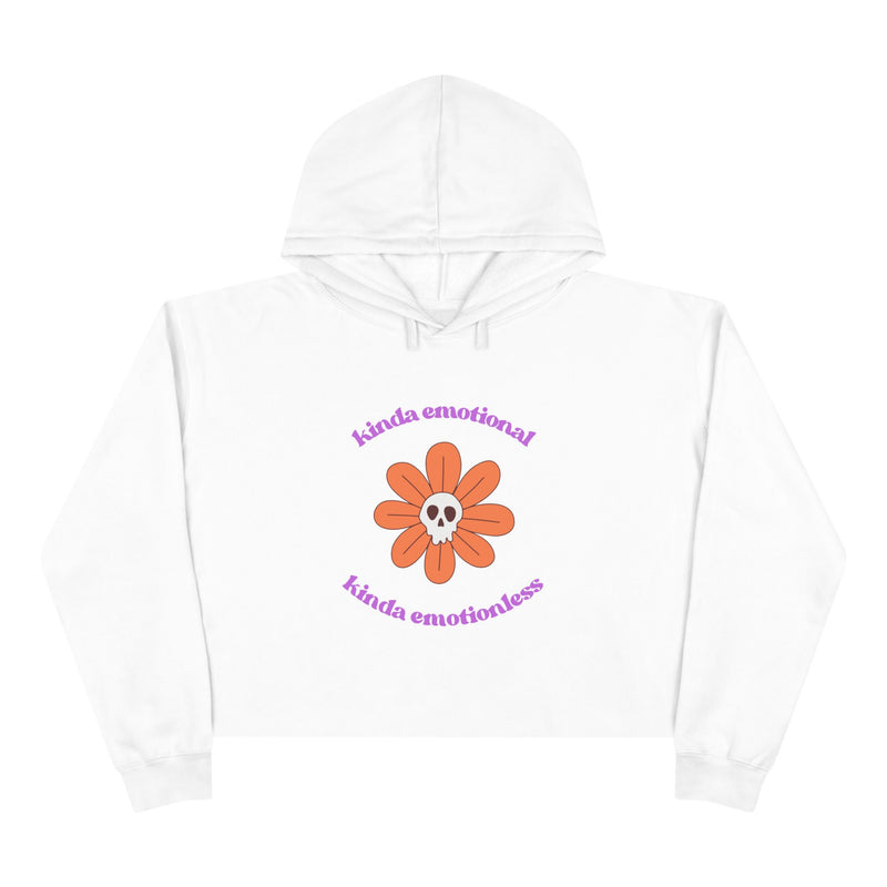 Crop Hoodie - "Kinda Emotional Kinda Emotionless" Flower Skull Hooded Sweatshirt