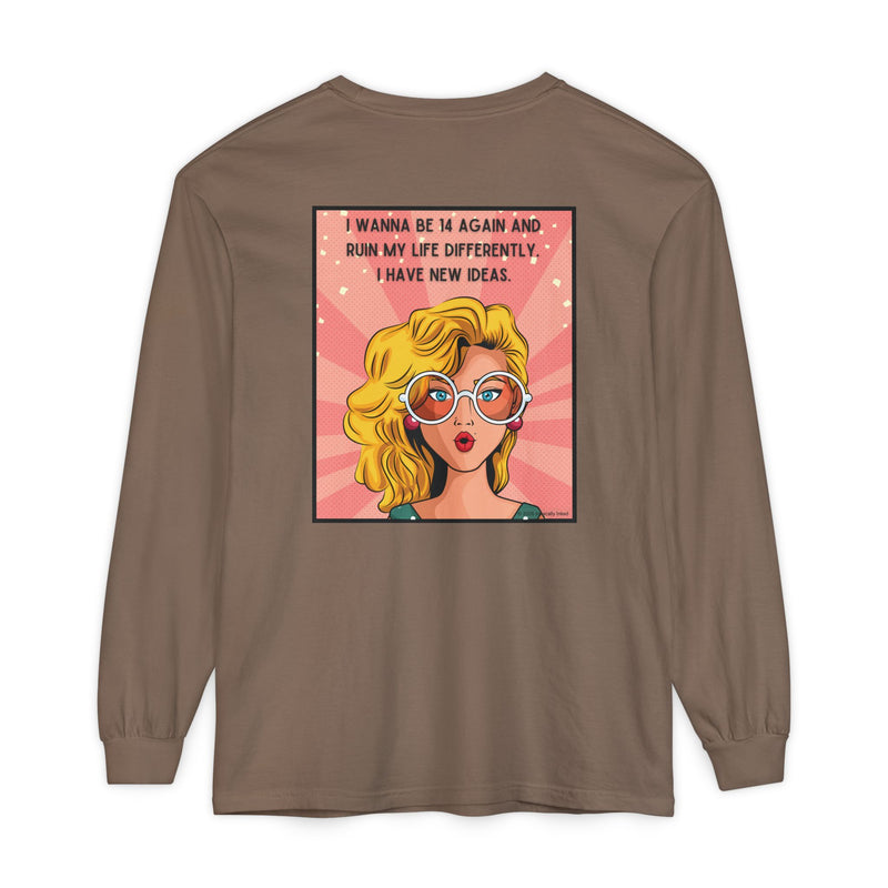 Pop Art Comic Long Sleeve Tee — "I Wanna Be in My Own Movie" Graphic Oversize T-Shirt