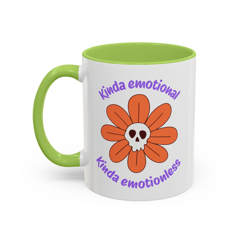 Coffee or Tea Mug — "Kinda Emotional, Kinda Emotionless" Floral Skull Accent Mug