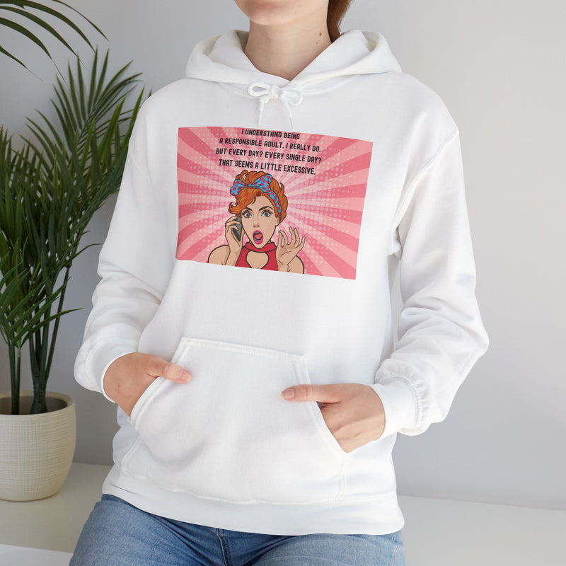 Retro Pop Art Hooded Sweatshirt — "Responsible Adult..." Graphic Hoodie