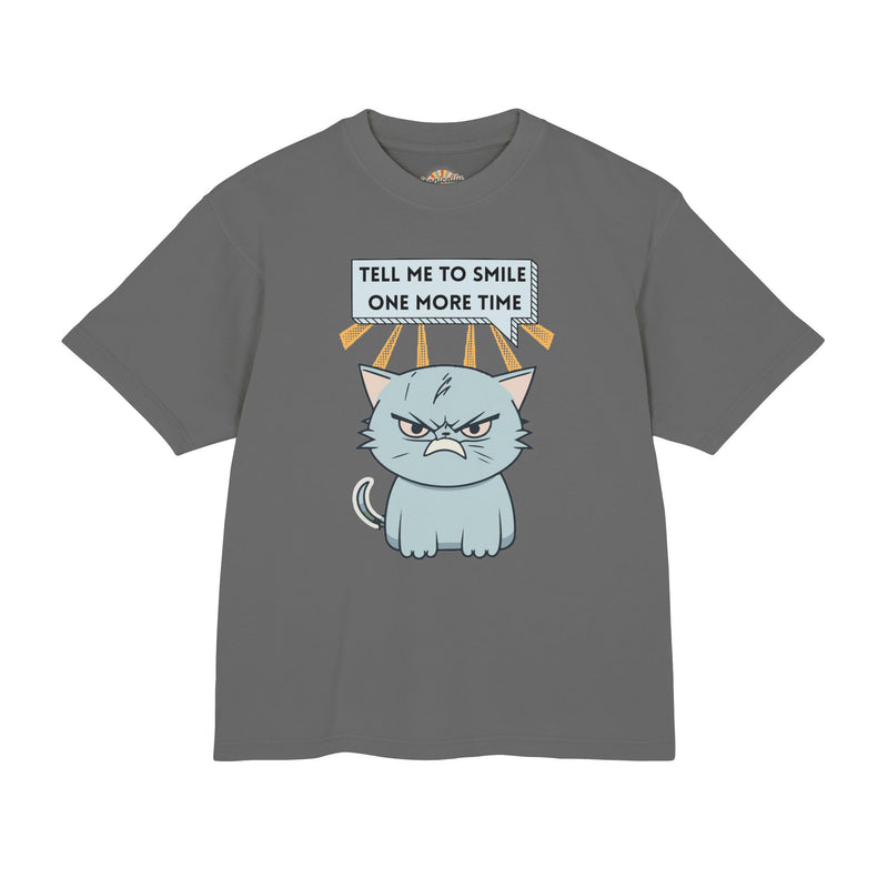 Grumpy Cat Garment Dyed Heavy Urban Tee "Tell Me to Smile One More Time"