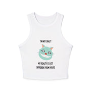 Racer Tank — "I’m Not Crazy, My Reality Is Just Different From Yours" Wonderland Graphic Crop Top