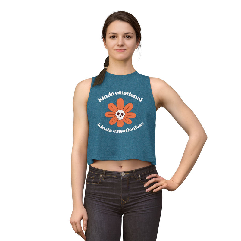 Daisy Skull Crop Top — "kinda emotional kinda emotionless" Graphic Tank