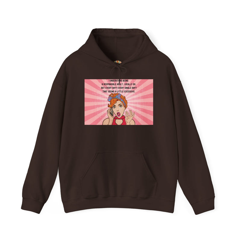 Retro Pop Art Hooded Sweatshirt — "Responsible Adult..." Graphic Hoodie