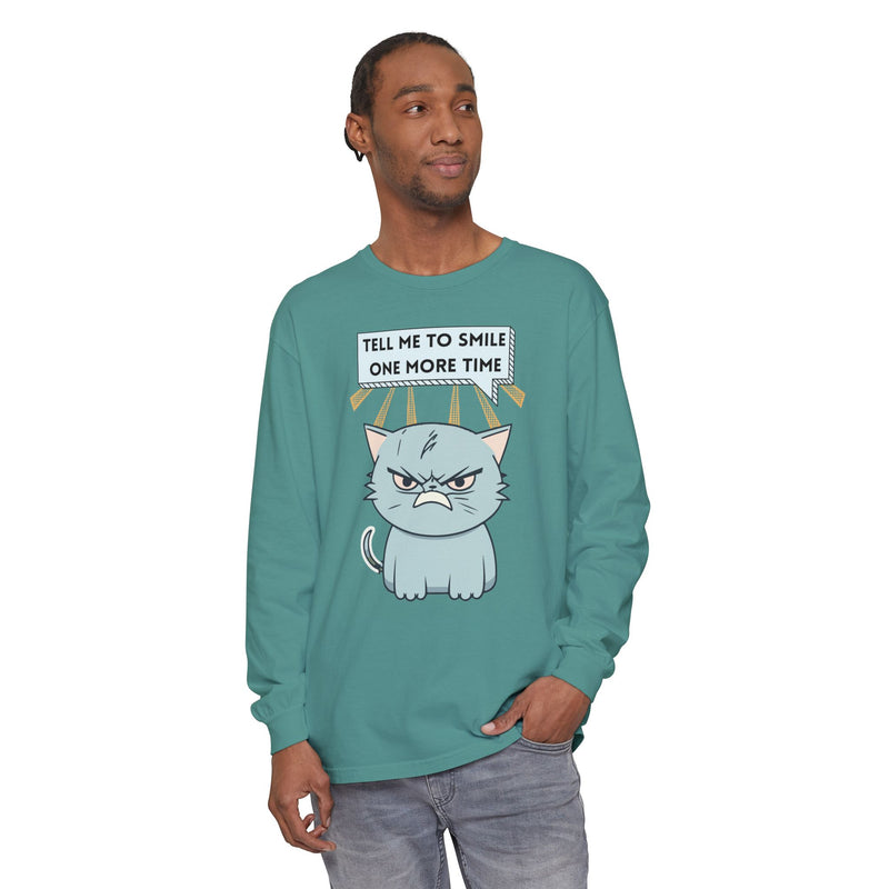 Grumpy Cat "Tell Me To Smile One More Time" Long Sleeve Tee