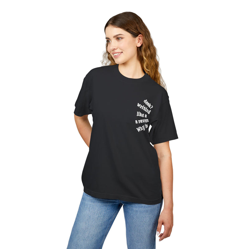 Wonderland Lane Seven Garment Dyed Urban Heavy Graphic Tee – “Why is a Raven Like a Writing Desk"