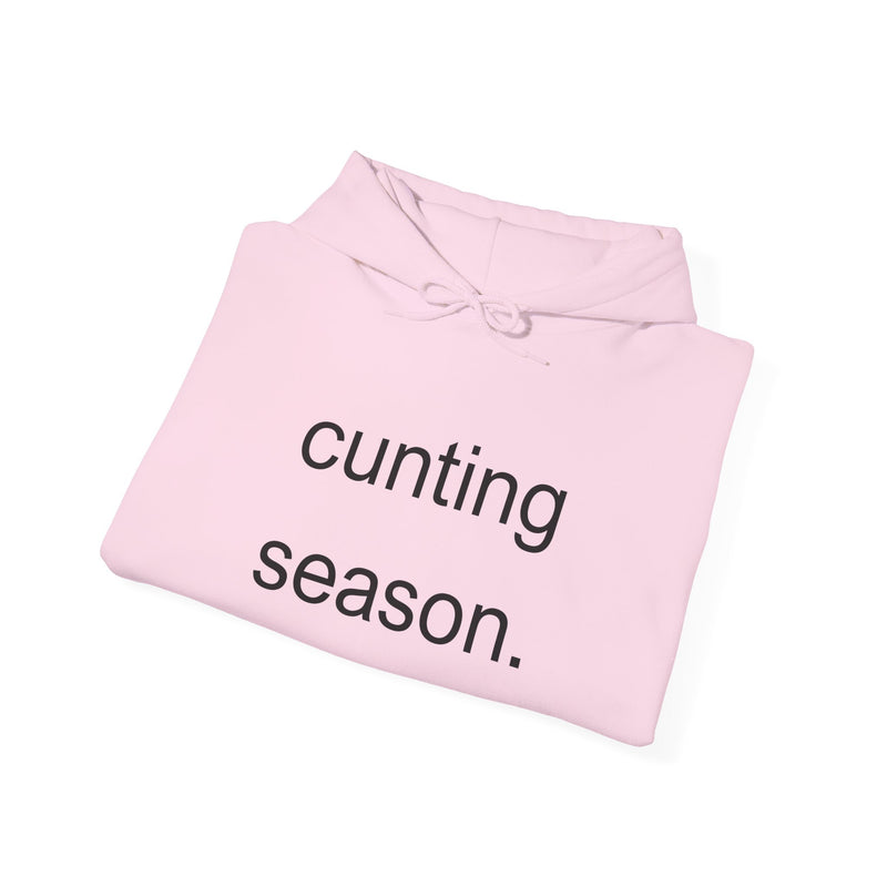 Bold Empowering Statement "cunting season." Hoodie — Minimalist Slogan Hooded Sweatshirt