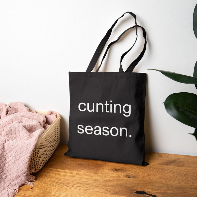 "Cunting Season" Minimalistic Text Shopper - Cotton Canvas Reusable Tote Bag