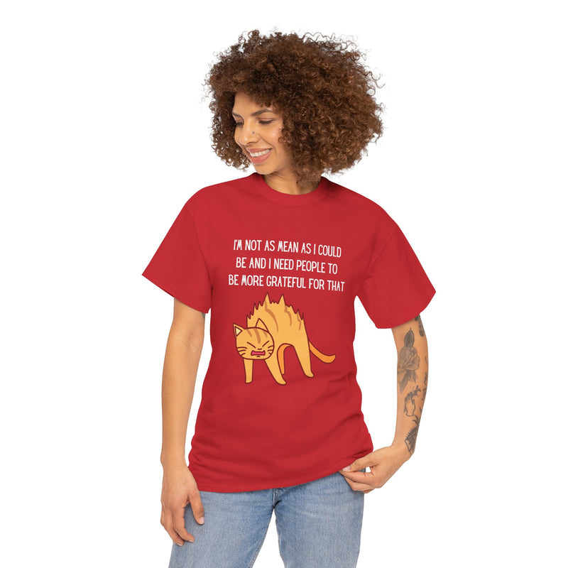 Sassy Cat Attitude T-Shirt — "I’m Not As Mean As I Could Be" Graphic Tee