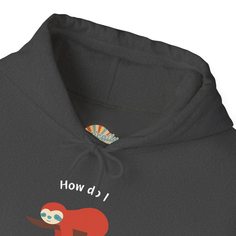 Graphic Sloth Hoodie — “How Do I Uninstall Anxiety?” Unisex Hooded Sweatshirt