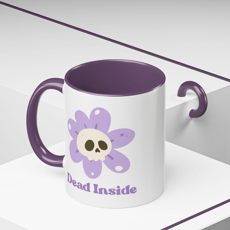 Coffee or Tea Mug — "Dead Inside" Floral Skull Accent Mug