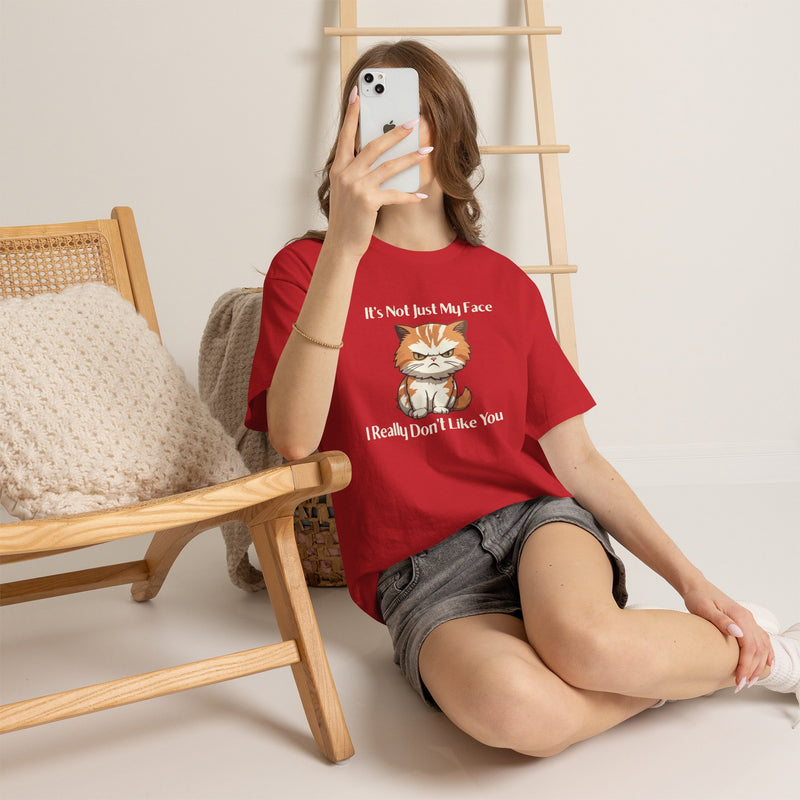 Sassy Cat Tee – "It's Not Just My Face, I Really Don't Like You" Funny Graphic T-Shirt