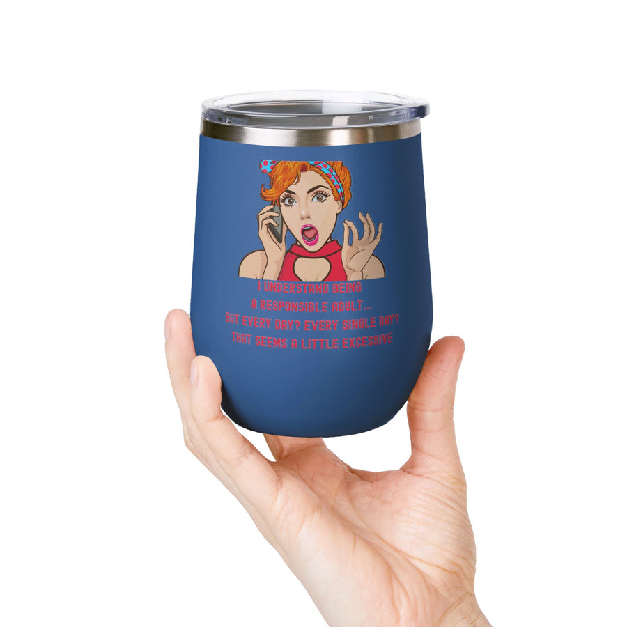 Responsible Adult Pop Art Wine Tumbler - Stainless Steel 12oz