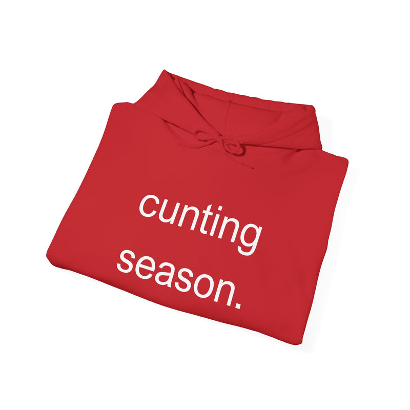 Bold Empowering Statement "cunting season." Hoodie — Minimalist Slogan Hooded Sweatshirt