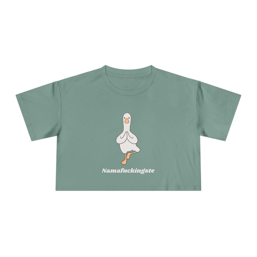 Yoga Duck Women's Crop Tee — 'Namafuckingaste' Graphic T-shirt Top