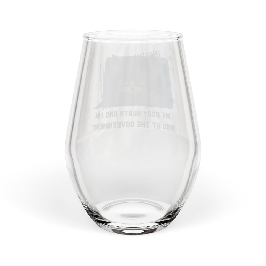 Stemless Wine Glass – My Body Hurts and I'm Mad at the Government Sassy Cat