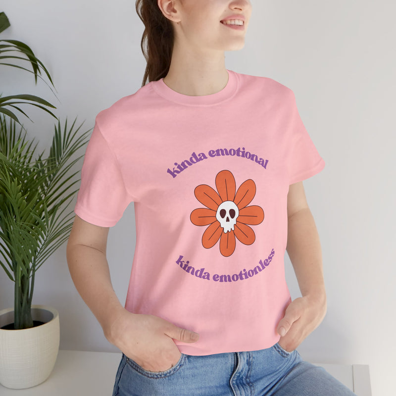 Graphic Tee - Kinda Emotionless Kinda Emotional Floral Skull Mental Health Awareness T-Shirt