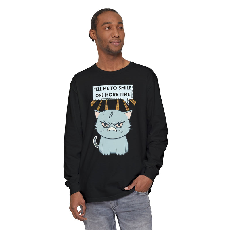 Grumpy Cat "Tell Me To Smile One More Time" Long Sleeve Tee