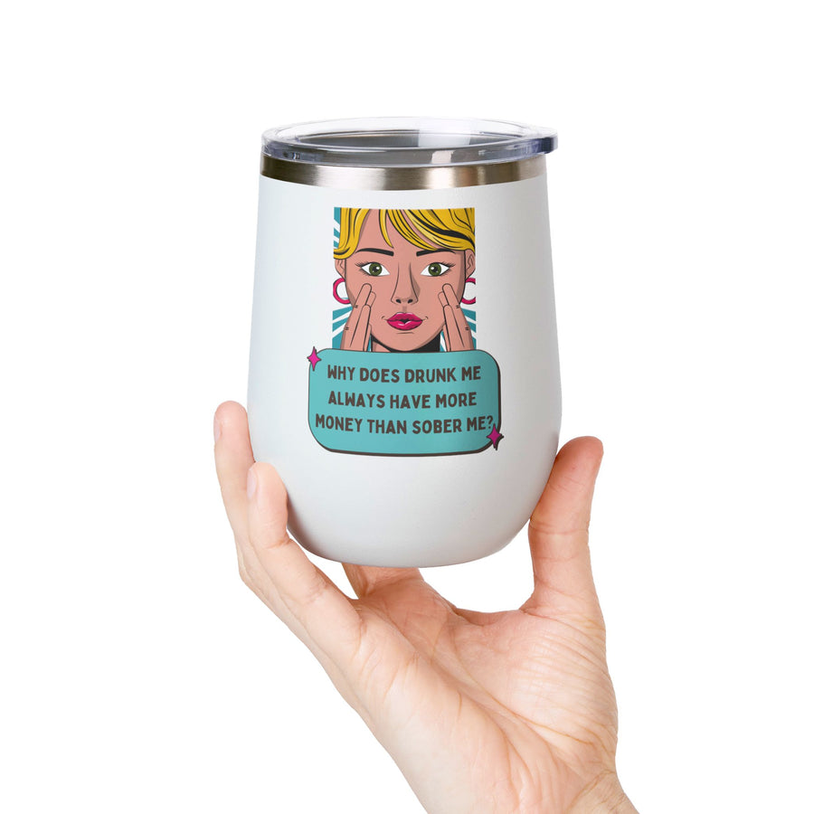 Drunk Me Pop Art Wine Tumbler - Stainless Steel 12oz