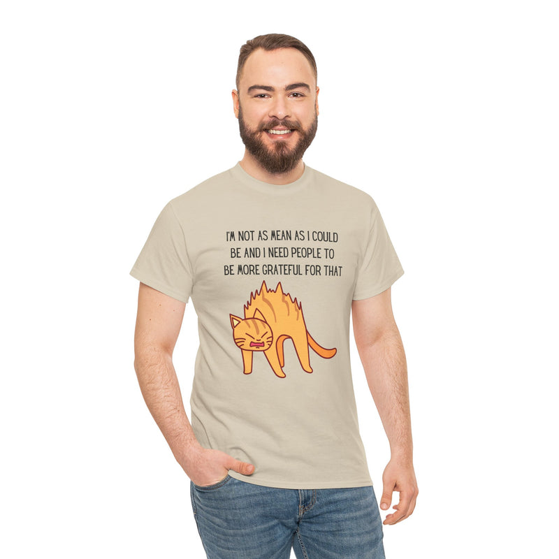 Sassy Cat Attitude T-Shirt — "I’m Not As Mean As I Could Be" Graphic Tee