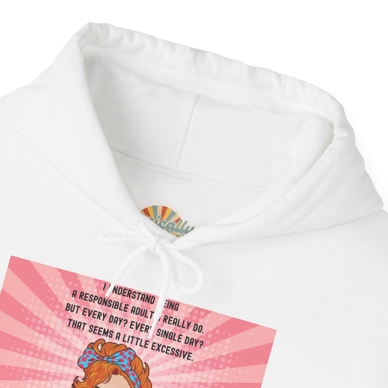 Retro Pop Art Hooded Sweatshirt — "Responsible Adult..." Graphic Hoodie