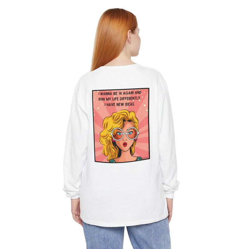Pop Art Comic Long Sleeve Tee — "I Wanna Be in My Own Movie" Graphic Oversize T-Shirt