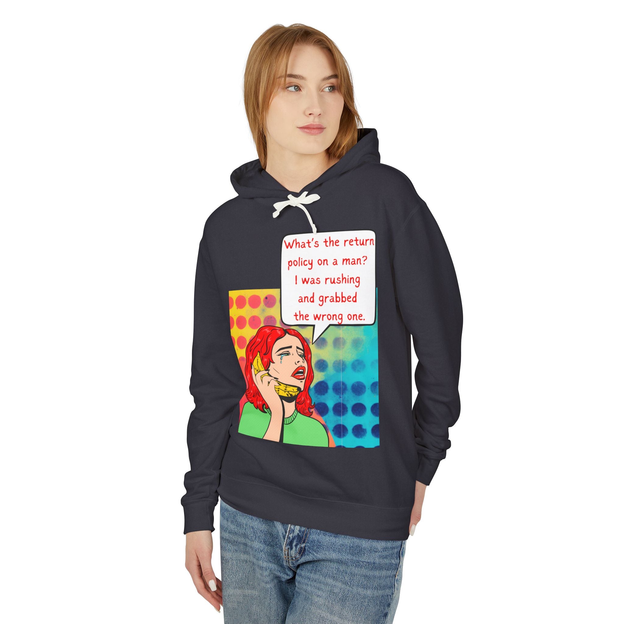 Return Policy On A Man - Unisex Lightweight Hooded Sweatshirt