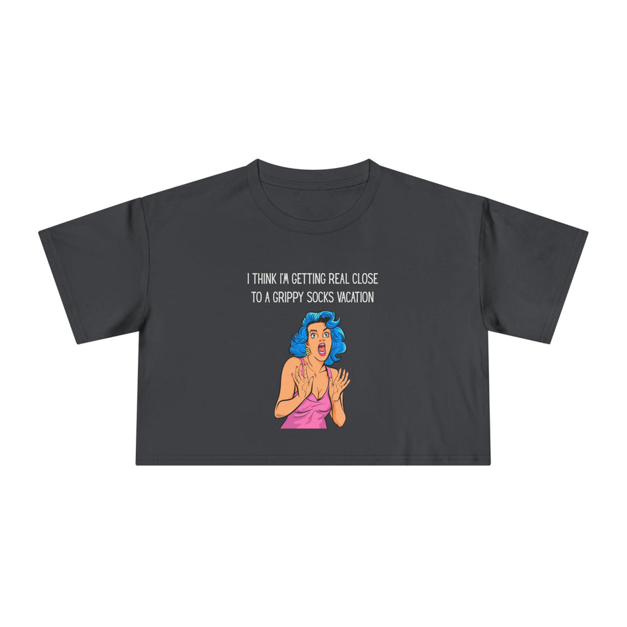 Crop Tee — Retro Pop Art 'Grippy Socks Vacation' Graphic T-shirt Top
