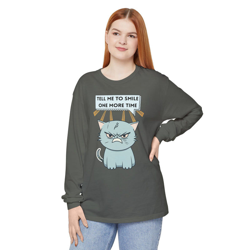 Grumpy Cat "Tell Me To Smile One More Time" Long Sleeve Tee