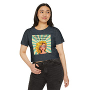Retro Pop Art Crop Top T-shirt — “I Wanna Be 14 Again and Ruin My Life Differently” Graphic Tee