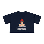 Pop Art Crop Tee — "I need to teach my facial expressions to use their inside voice" Graphic T-shirt Top