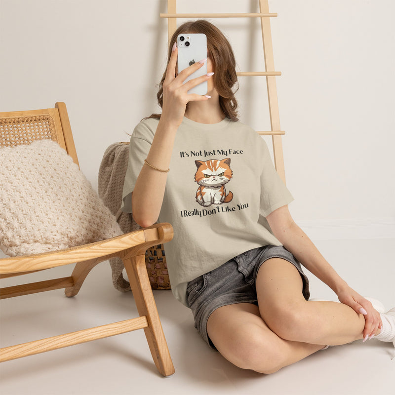 Sassy Cat Tee – "It's Not Just My Face, I Really Don't Like You" Funny Graphic T-Shirt