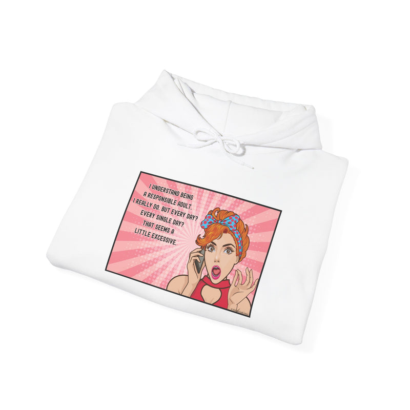 Retro Pop Art Hooded Sweatshirt — "Responsible Adult..." Graphic Hoodie