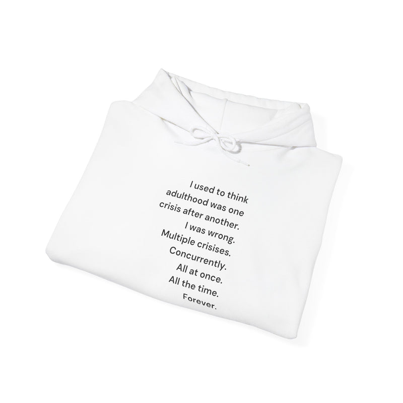 Graphic Text Hoodie — 'Adulthood' Hooded Sweatshirt